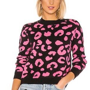 Line & Dot Revolve Shopbop Civet Leopard Pink Crewneck Sweater XS